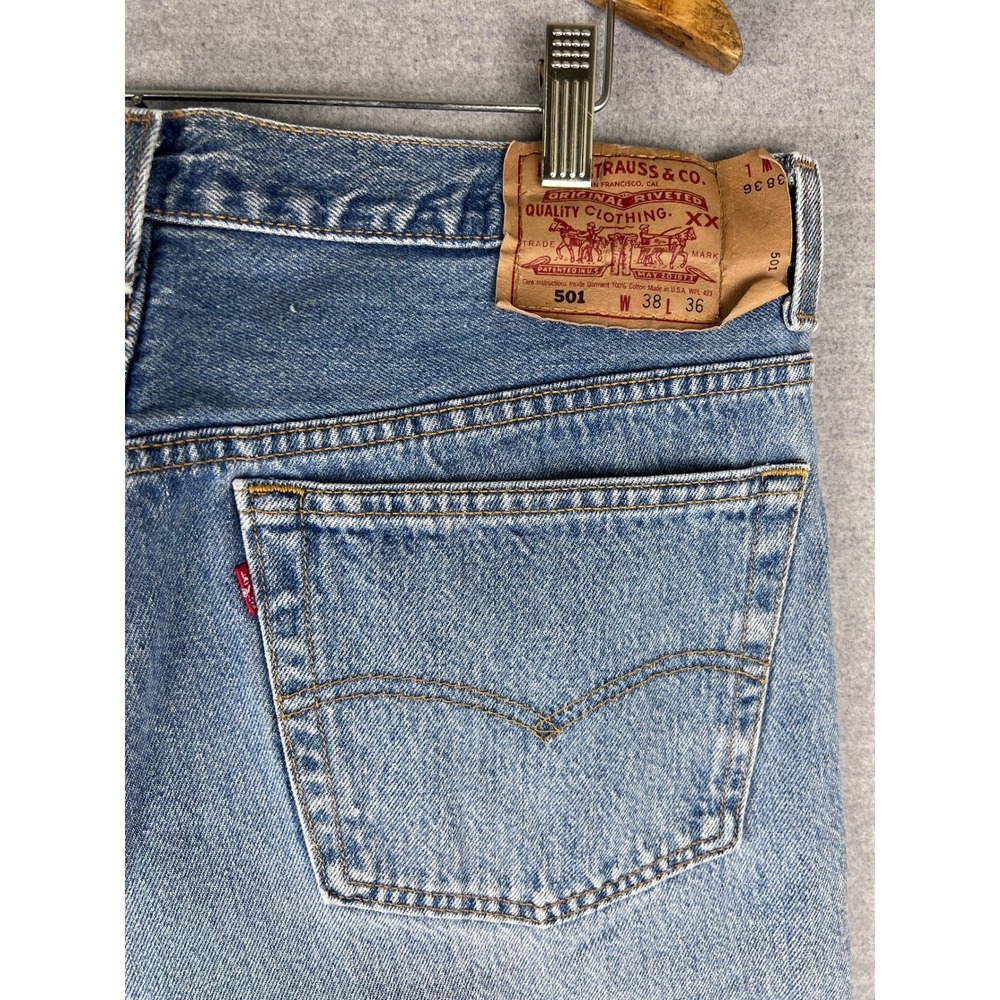 Vintage Levis 501 Mens Fits 34x35 Blue Straight Leg Denim Jeans 90s Made in USA